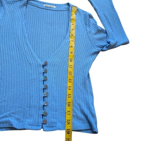 Reformation Gellar Knit Top Es Parisian Blue Coquette 90s Romantic Women's Small - Picture 14 of 14